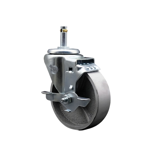 Semi Steel Swivel Grip Ring Caster 4'' Wheel & 7/16'' Stem w/Brake